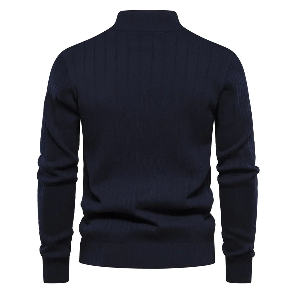 Luca Beloni Zip Sweater | Trendy heren schipperstrui met hoge kraag en ritssluiting