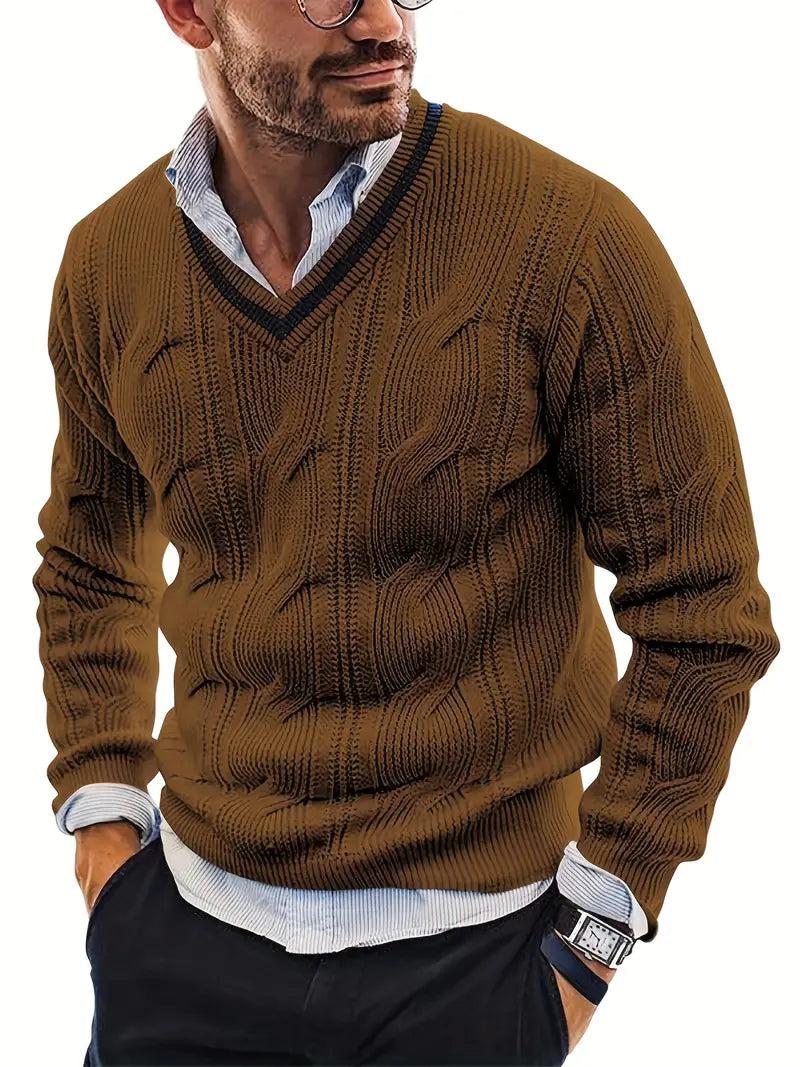 Lalconi V-Sweater | Klassieke vintage gebreide heren trui met V-hals