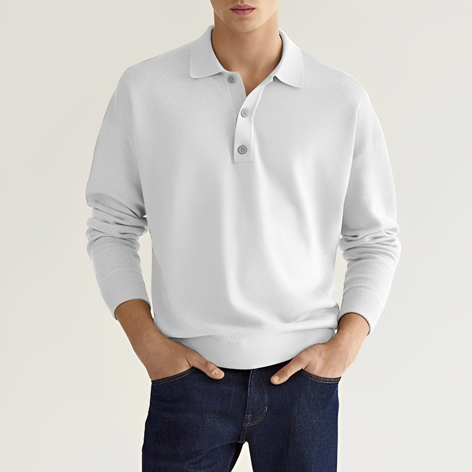 Valenzo Polo Shirt | Elegant knitted herenpoloshirt met lange mouwen