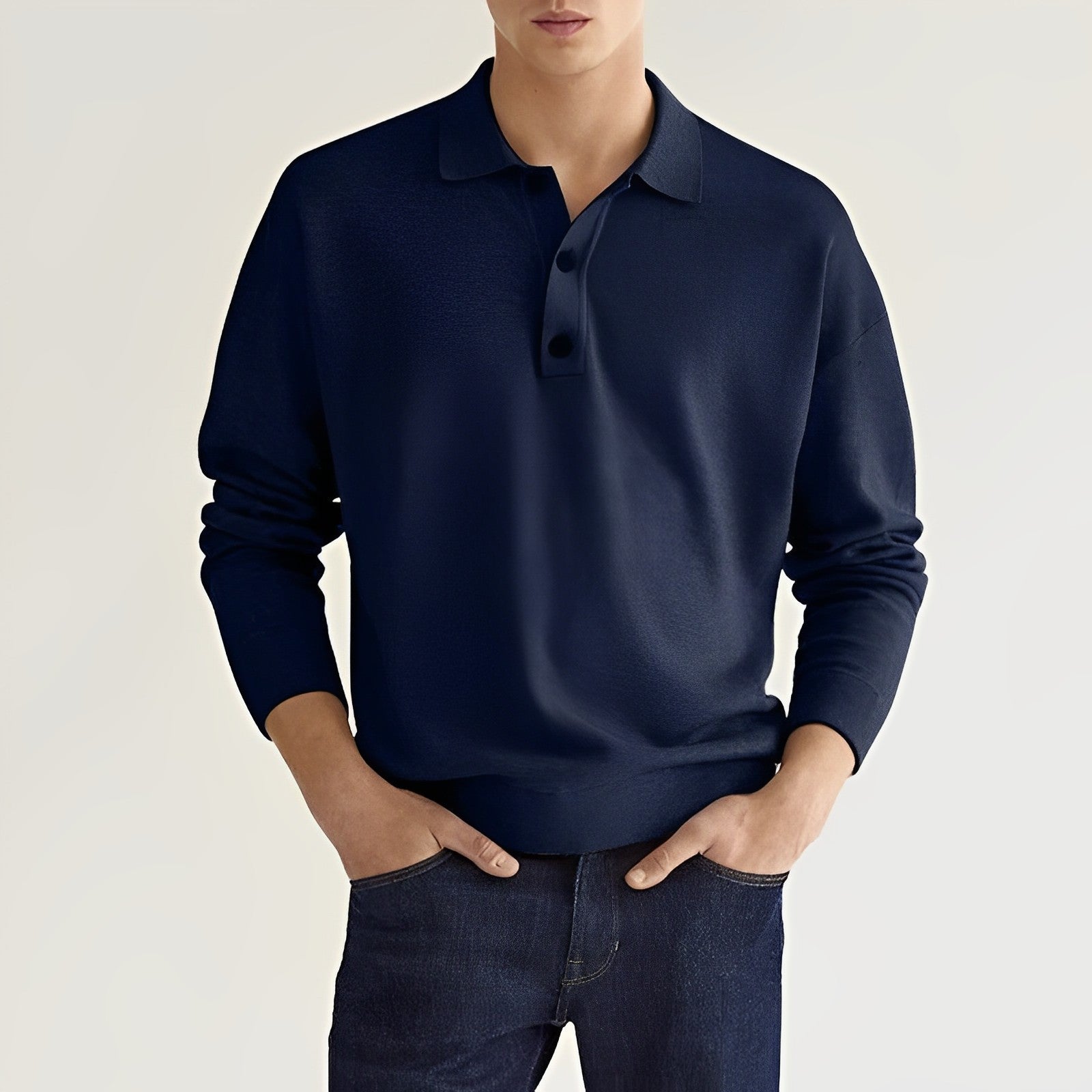 Valenzo Polo Shirt | Elegant knitted herenpoloshirt met lange mouwen