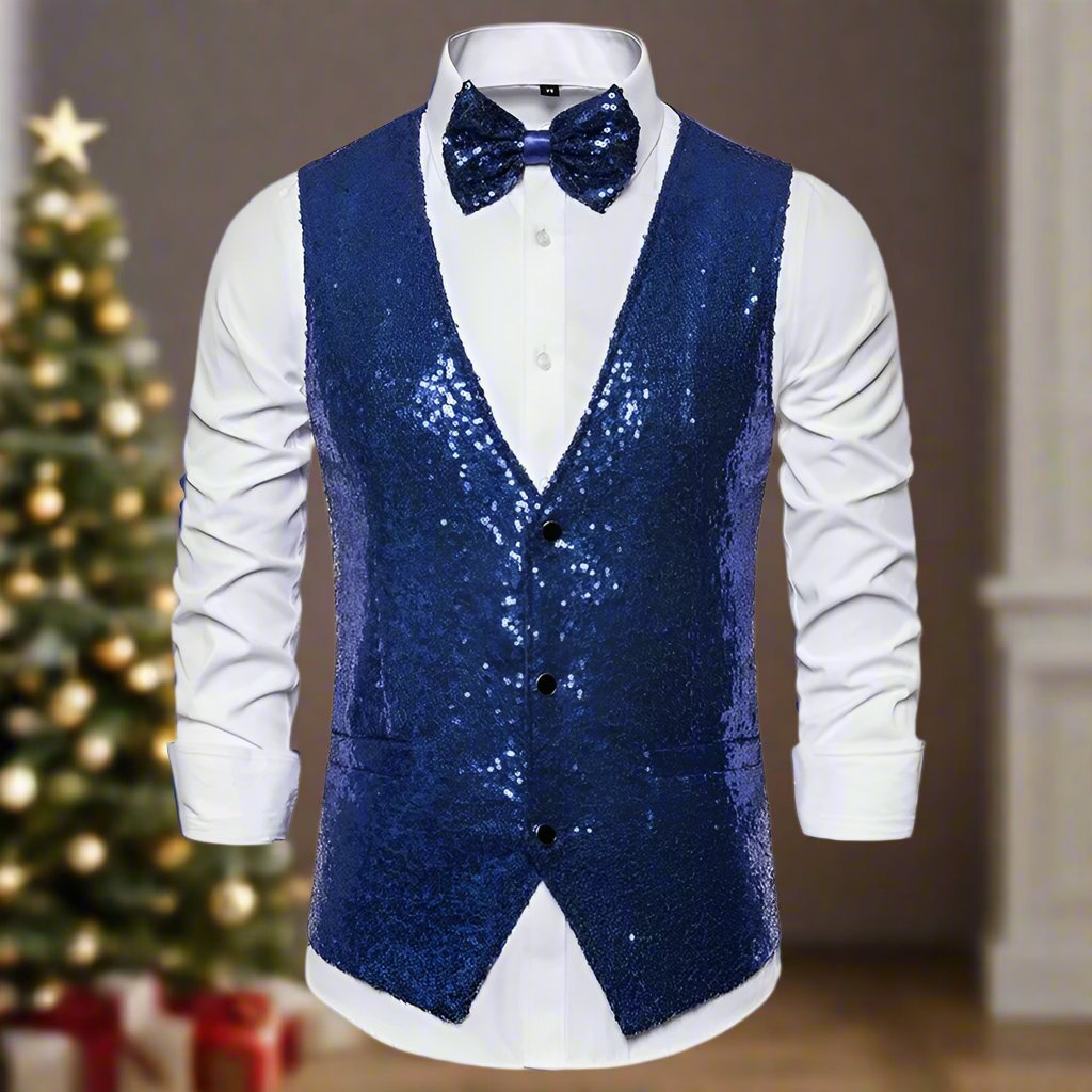 Glam Gilet | Party Glitter heren gilet voor de feestdagen