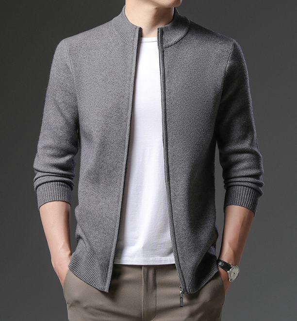 Gents Zip Sweater | Casual gebreid heren vest met rits en kraag