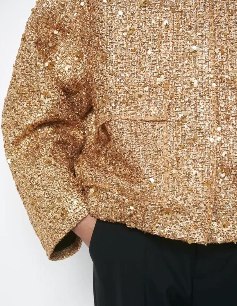 Isabella Jacket | Elegante oversized jas met goudkleurige pailetten