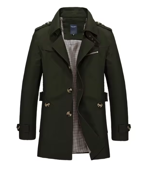 Sterling Trenchcoat Parka | Stijlvolle Lange Nette Winterjas Heren met Fleece Voering