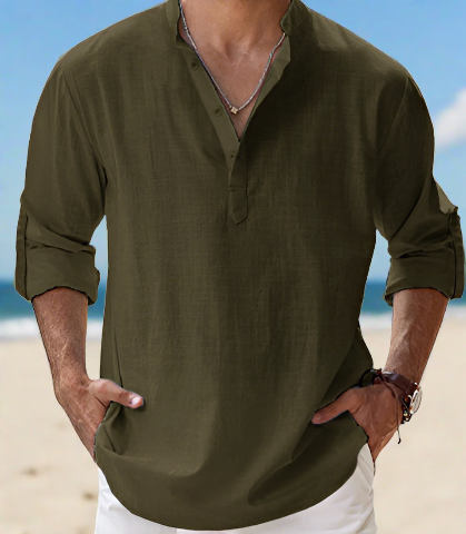 Jacob Overhemd | Luxe heren shirt voor de zomer met mao kraag