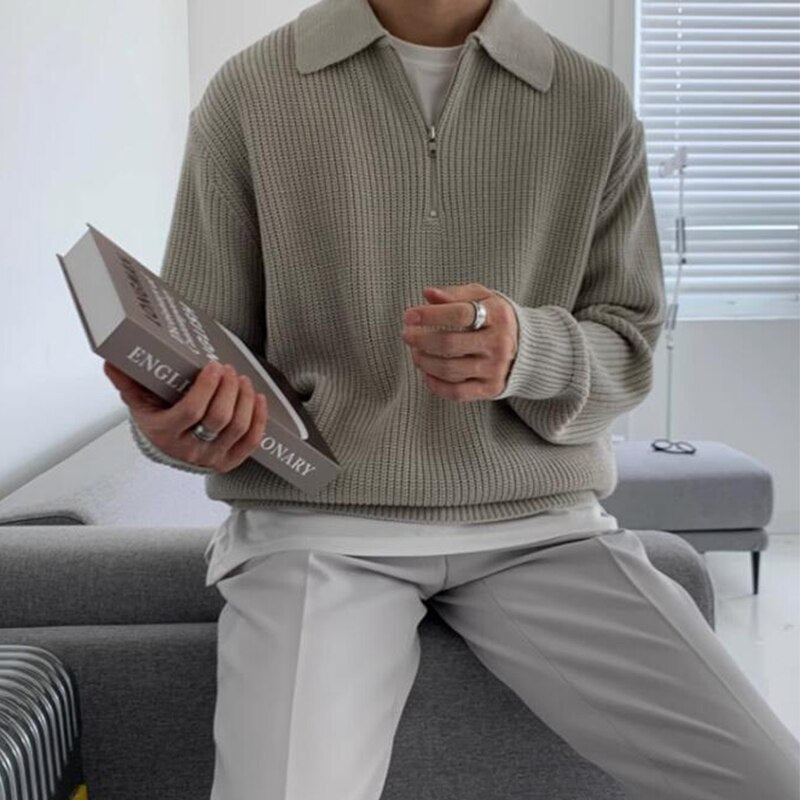 Ganti Sweater | Luxe Premium heren Polo met V-hals en rits