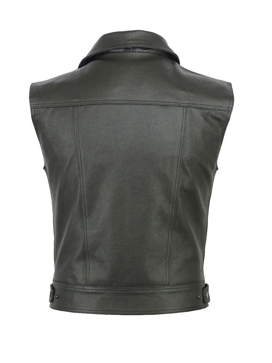 Davidson Leren Gilet | Klassiek vintage leren-look bikerjas / vest voor mannen