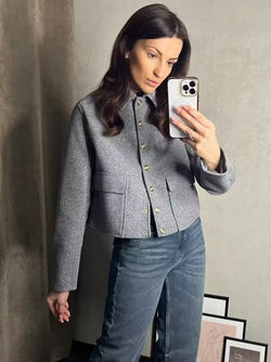 Lauren Wollen Jas | Comfortabele zachte korte wol-look jas voor vrouwen