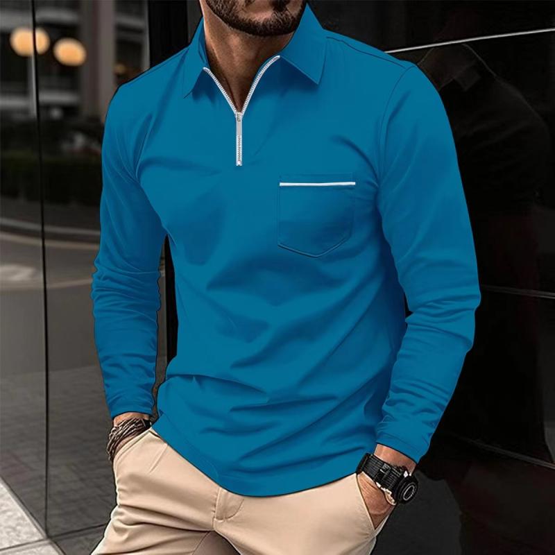 Axel Longsleeve Polo | Trendy Lange Mouwen Polo voor Heren met Rits