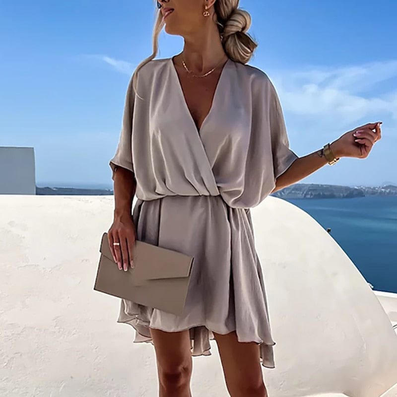 Mykonos Satijnen-look Jurkje | Stijlvol zomer mini-jurk voor dames