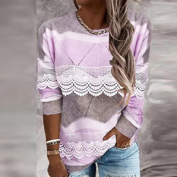 Weber Sweater | Dames Sweater van zachte stof met kanten details