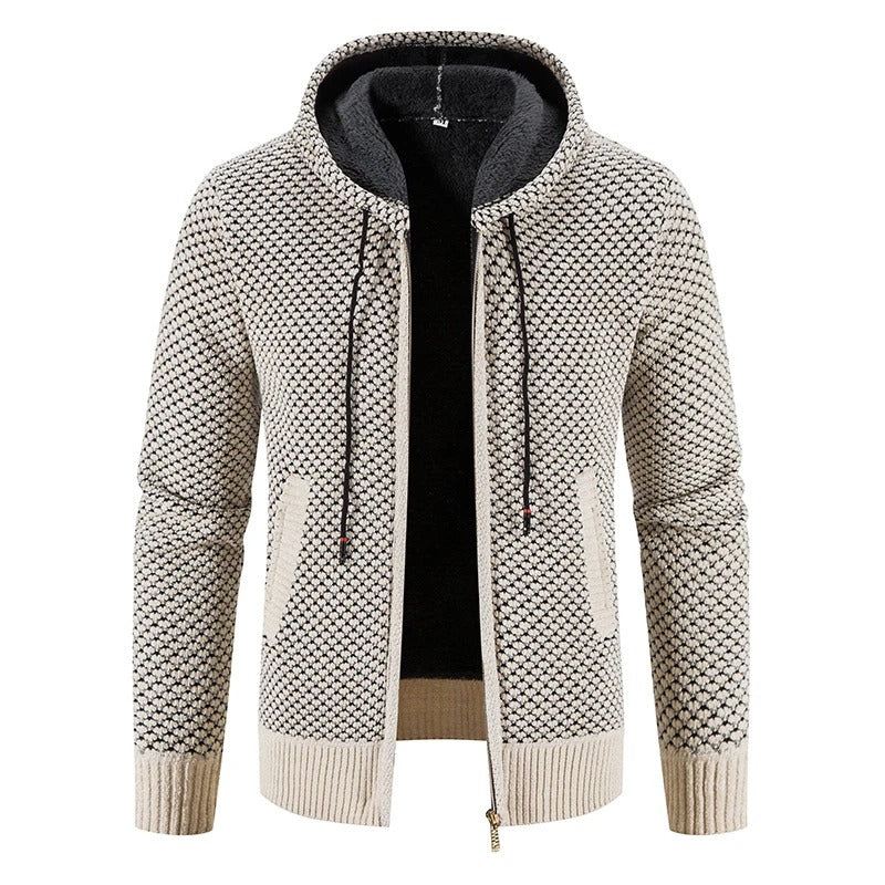 Gents Jacket | Stijlvolle gebreid vest met capuchon en fleece voering voor mannen