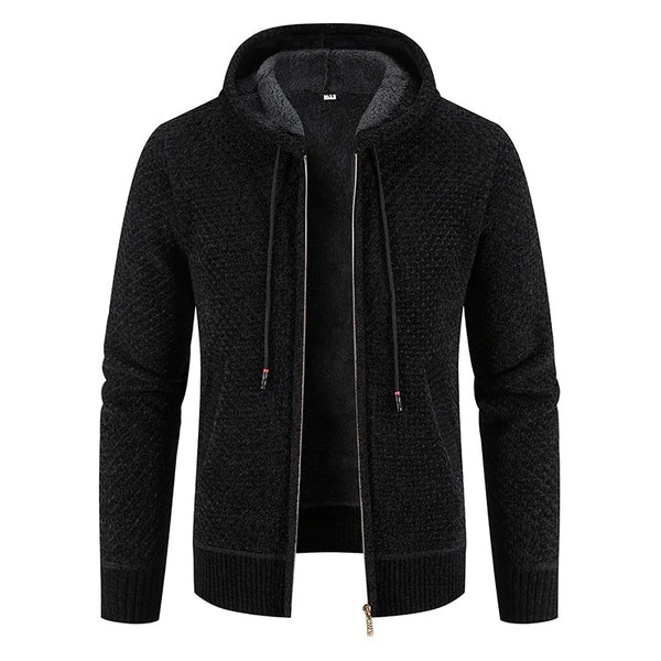 Gents Jacket | Stijlvolle gebreid vest met capuchon en fleece voering voor mannen