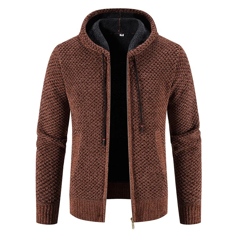 Gents Jacket | Stijlvolle gebreid vest met capuchon en fleece voering voor mannen