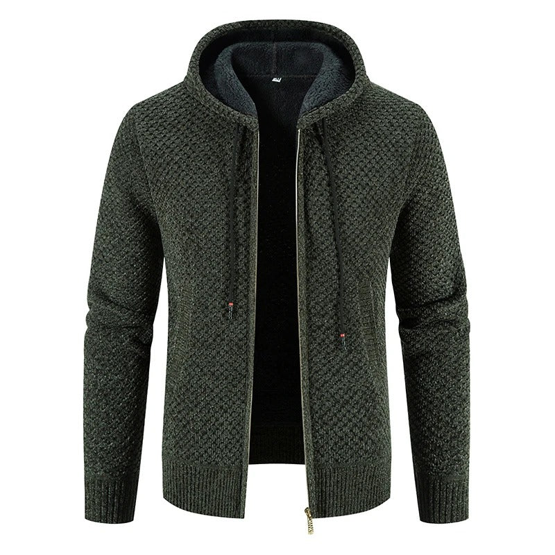 Gents Jacket | Stijlvolle gebreid vest met capuchon en fleece voering voor mannen