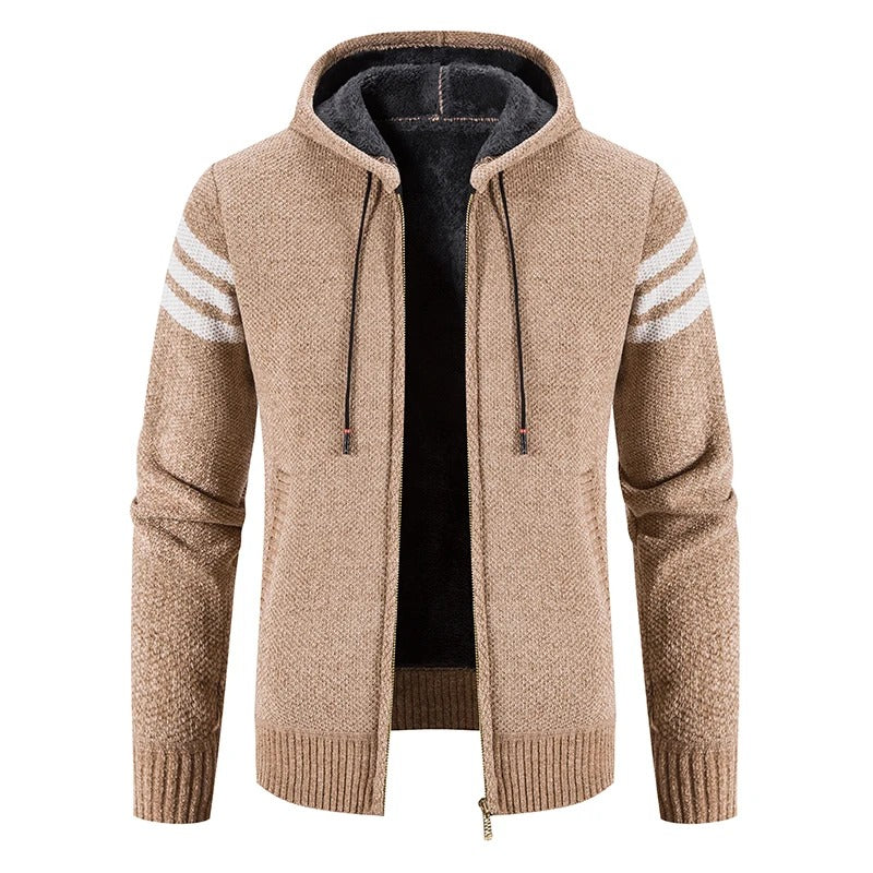 Gents Jacket | Stijlvolle gebreid vest met capuchon en fleece voering voor mannen