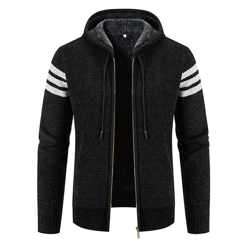 Gents Jacket | Stijlvolle gebreid vest met capuchon en fleece voering voor mannen