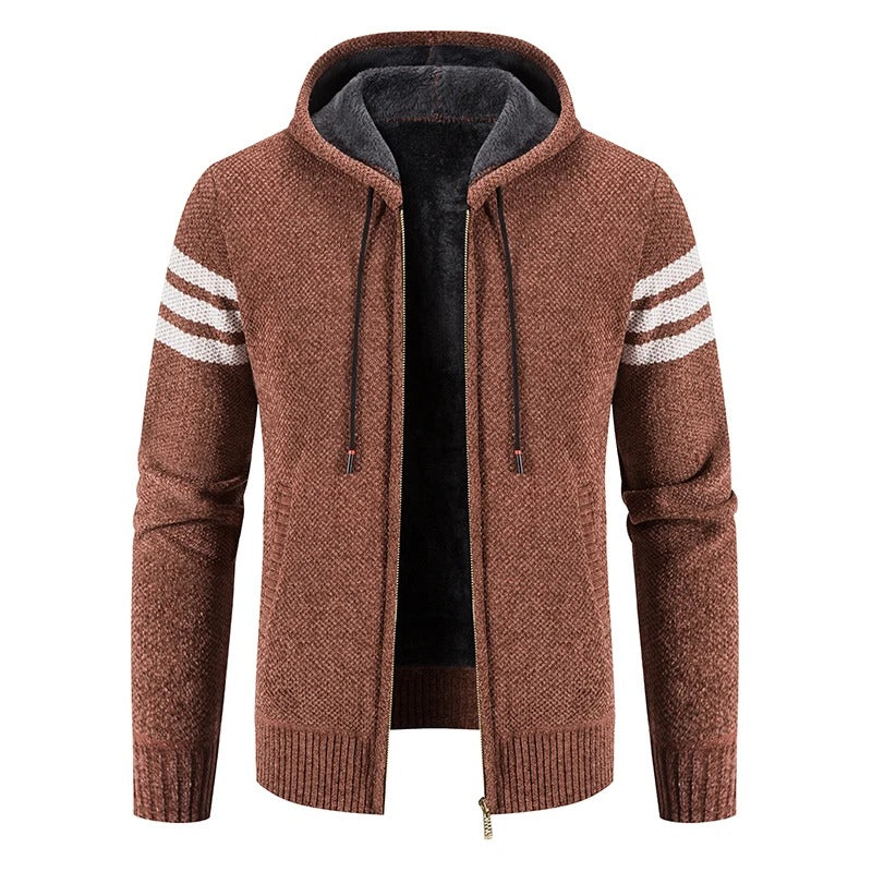 Gents Jacket | Stijlvolle gebreid vest met capuchon en fleece voering voor mannen