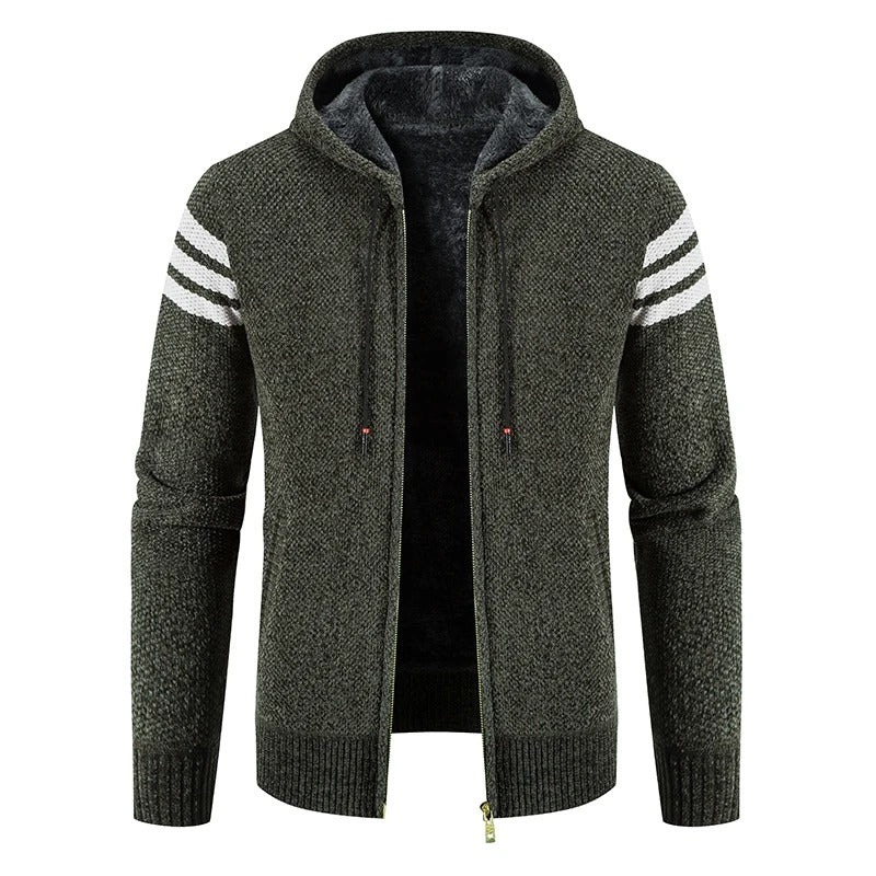 Gents Jacket | Stijlvolle gebreid vest met capuchon en fleece voering voor mannen