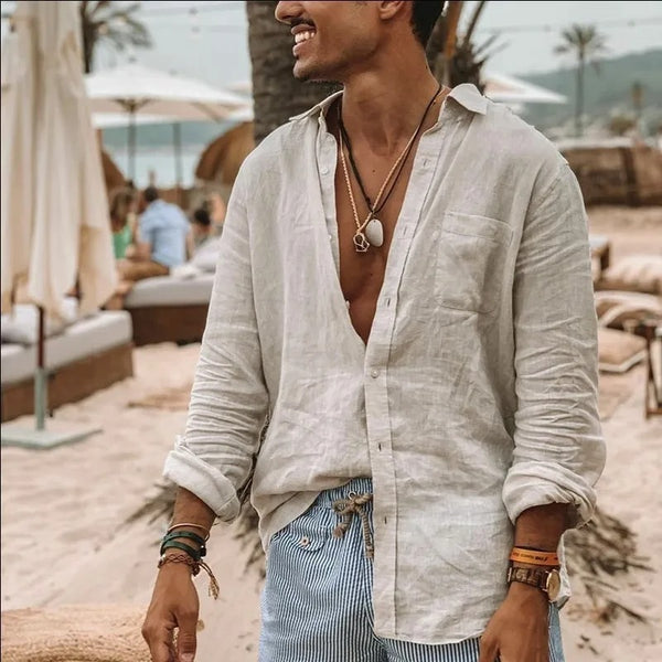 Capri Linnen hemd | Stijlvol linnen-look beachwear hemd voor mannen
