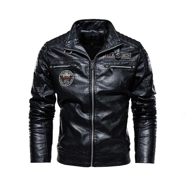 Dwayne Leren Jas | Stijlvolle Biker PU-Leren Herenjas met Ritsen en Patches