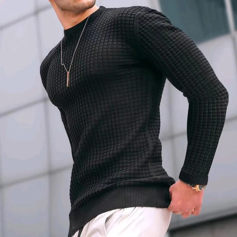 Maximus Sweater | Stijlvolle Casual geruite trui met ronde hals voor mannen, MuscleFit