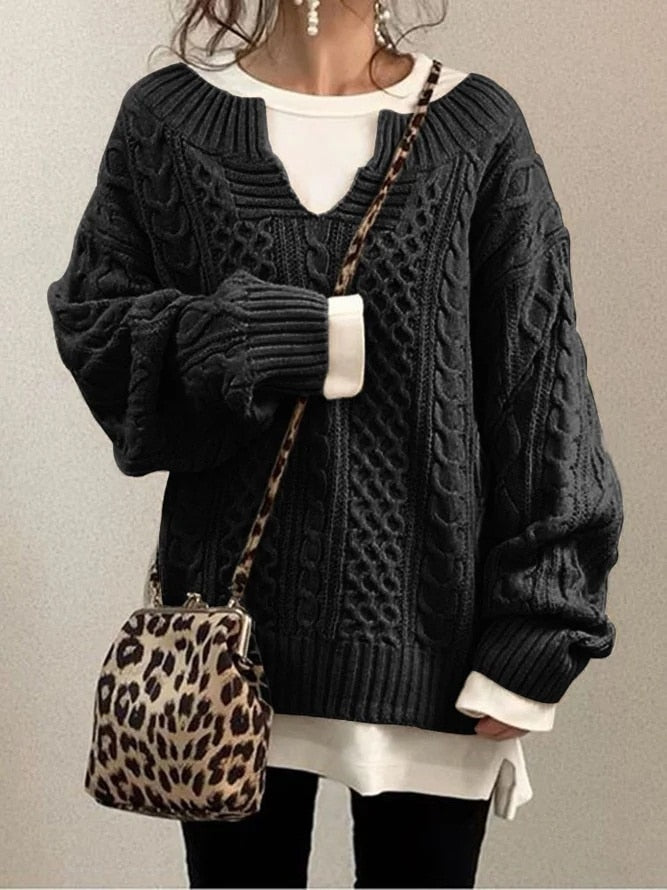 Felicia Luxe Sweater | Comfortabele warme oversized kabeltrui van zacht materiaal