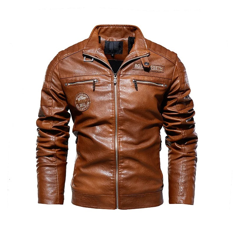 Dwayne Leren Jas | Stijlvolle Biker PU-Leren Herenjas met Ritsen en Patches