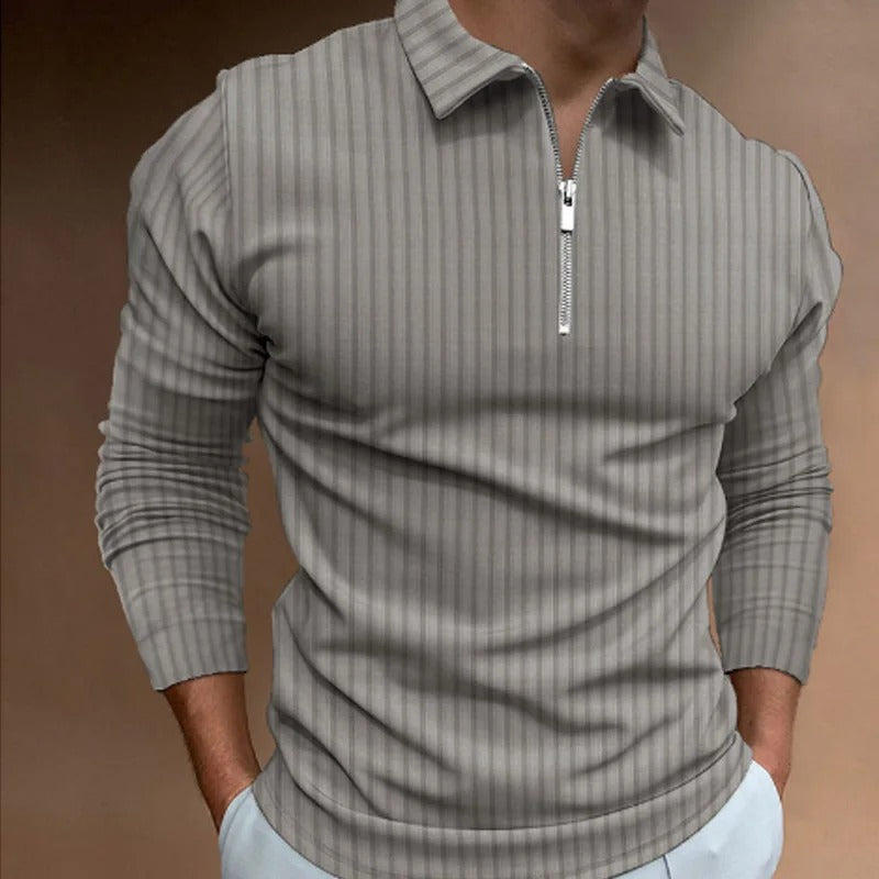 Dave Polo | Stijlvolle longsleeve polo met ritssluiting voor mannen