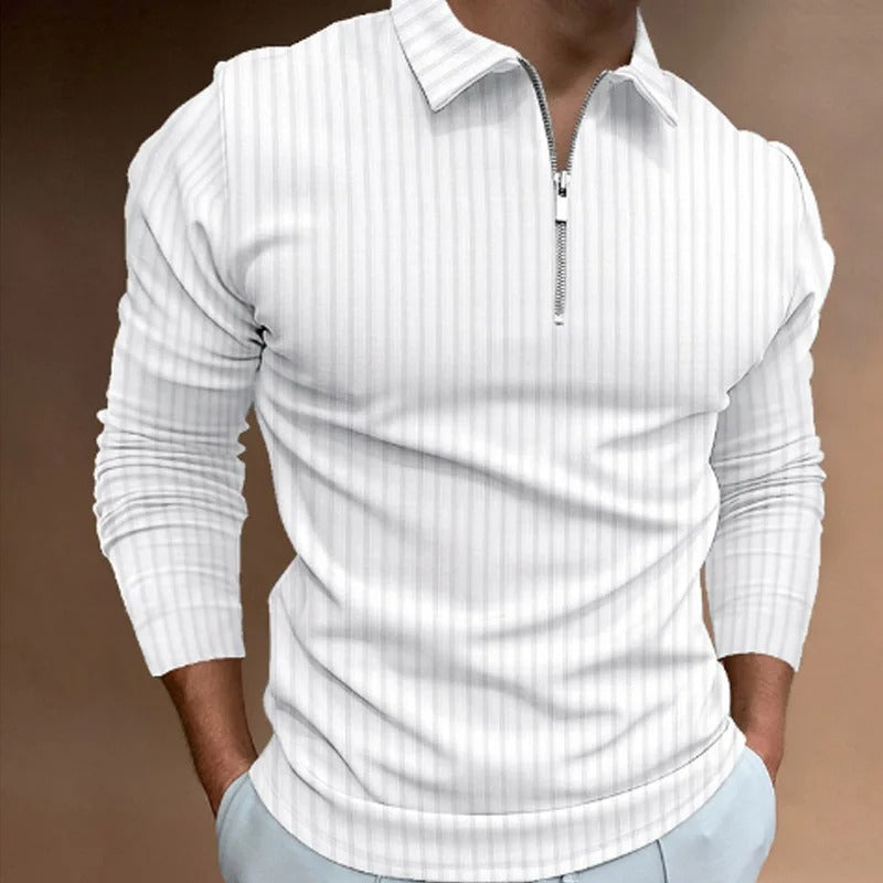 Dave Polo | Stijlvolle longsleeve polo met ritssluiting voor mannen