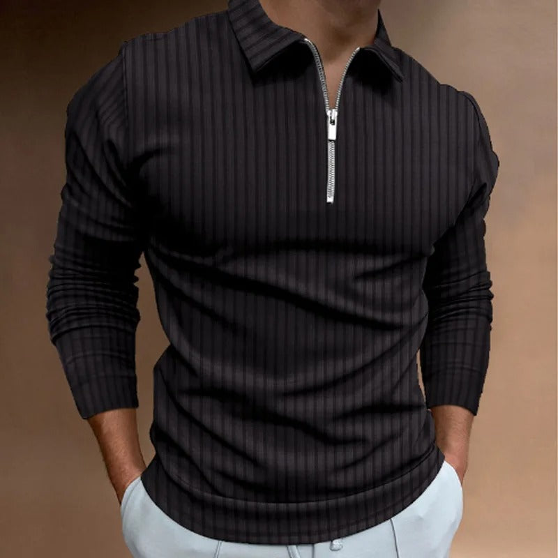 Dave Polo | Stijlvolle longsleeve polo met ritssluiting voor mannen