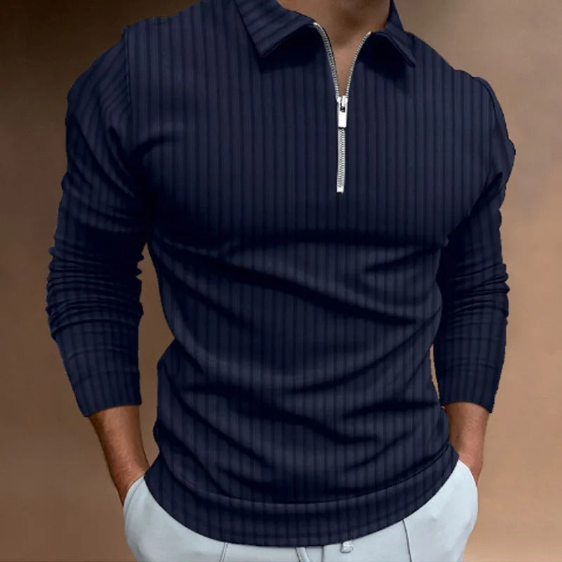 Dave Polo | Stijlvolle longsleeve polo met ritssluiting voor mannen