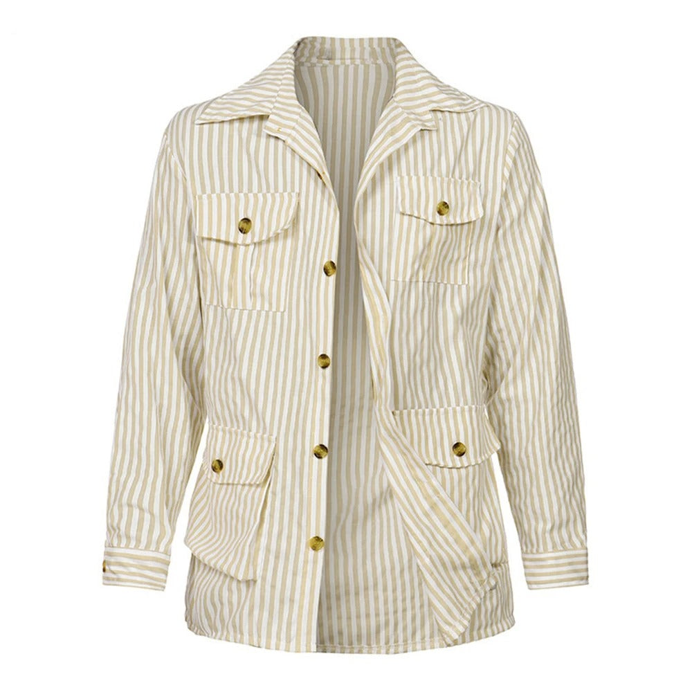 Luca Bellino Jacket | Trendy Herenjas met Gestreept Linnen Design en Kraag