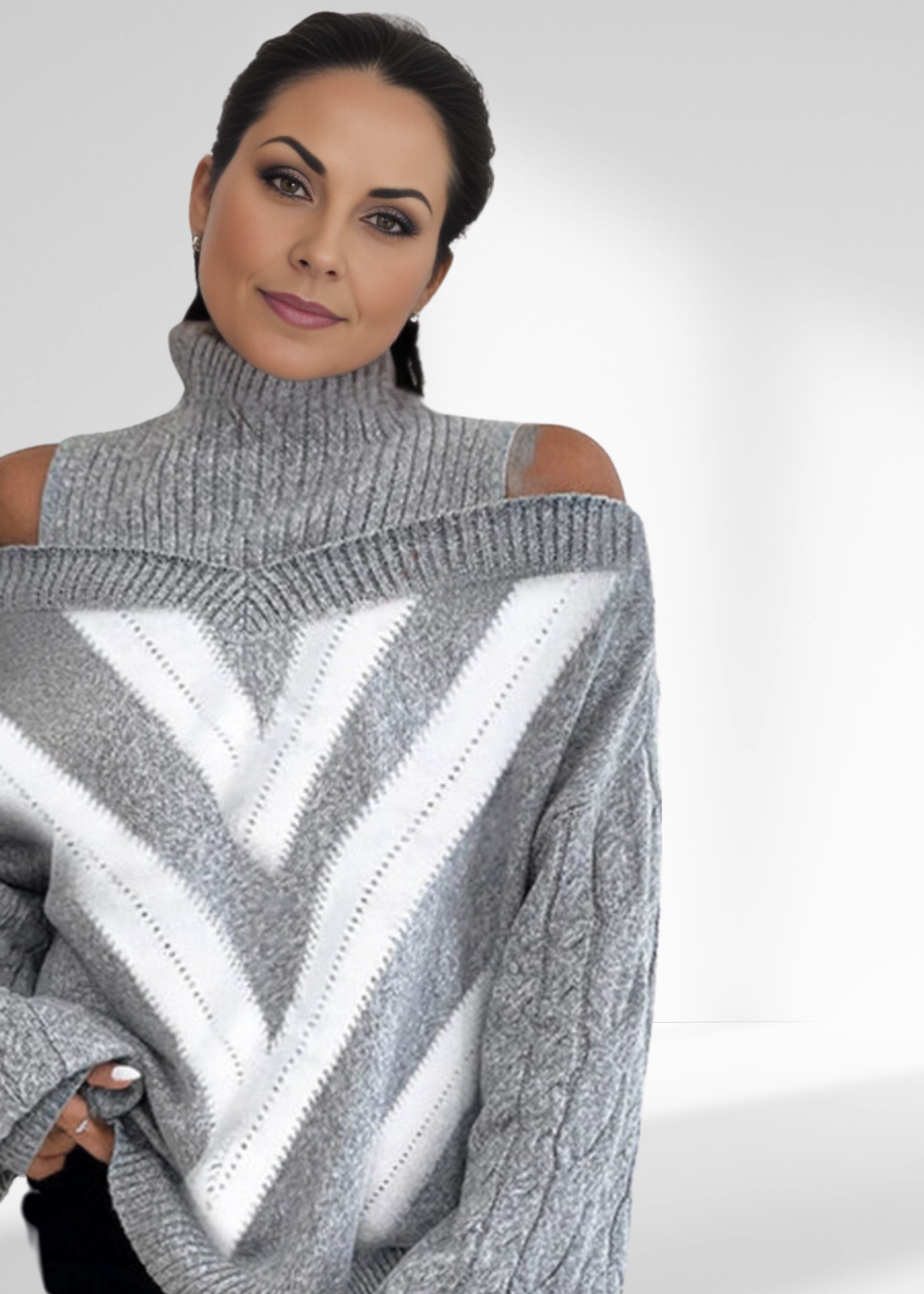 Alexia Coltrui | Elegante off shoulder sweater met rolkraag