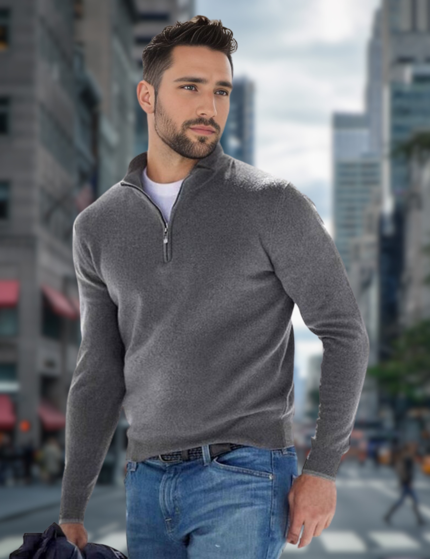 Ganti Sweater | Premium V-hals Trui met rits voor mannen