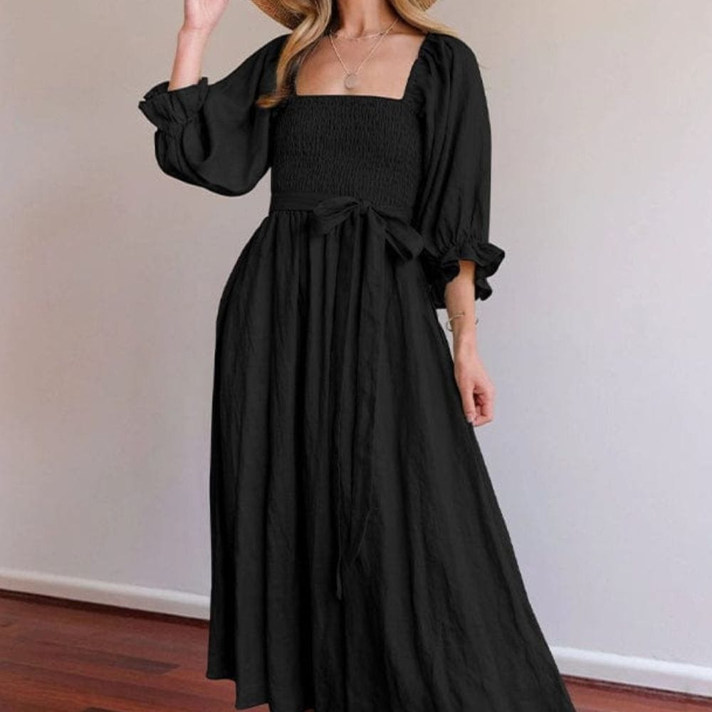 Claudia Dress | Elegante off-shoulder jurk met plofmouwen