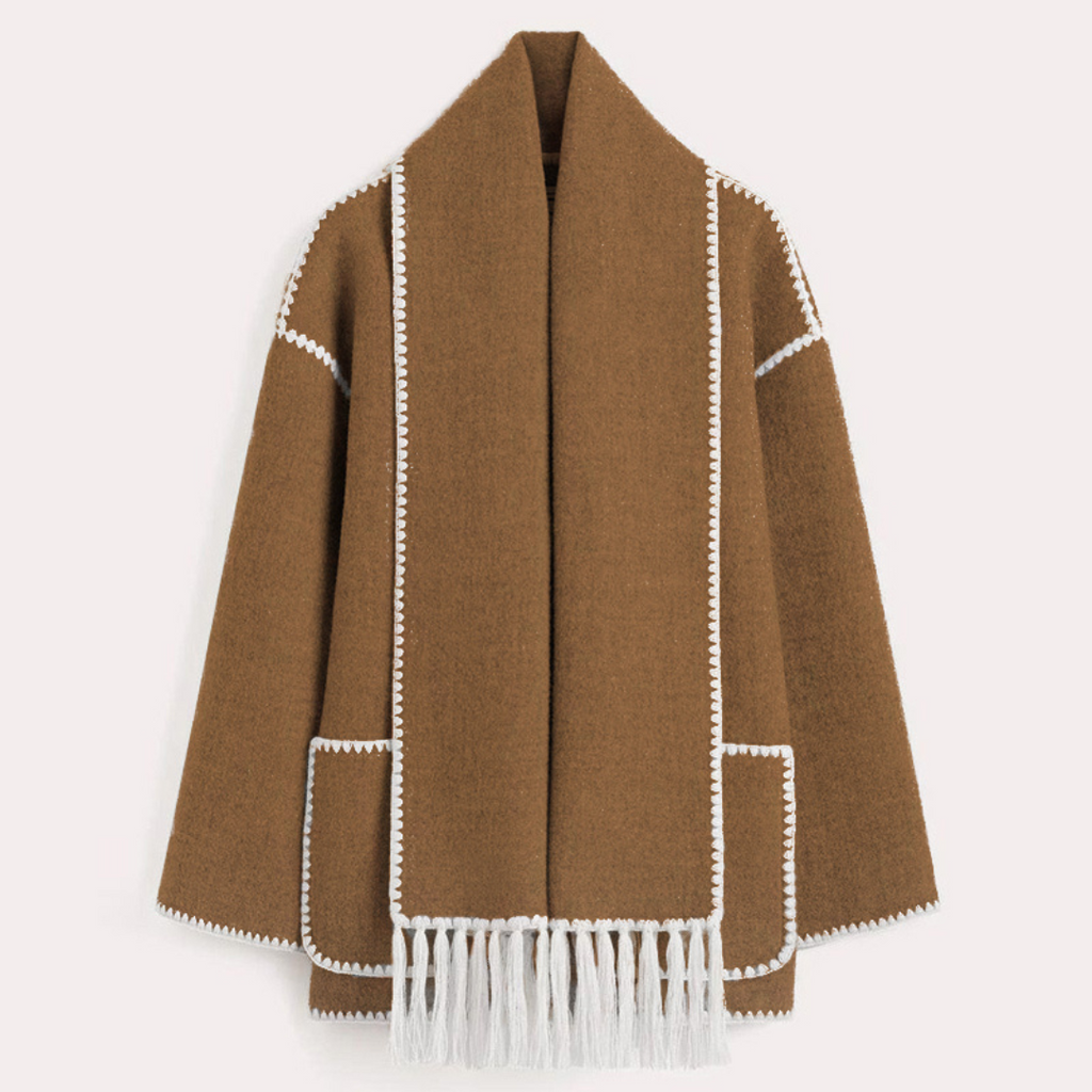 Luna Scarf Coat | De trendy wollen damesjas met sjaal