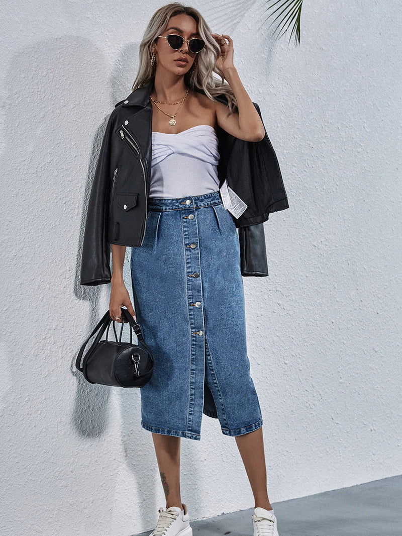 Sandros Denim Rok | Elegante lange jeans-look rok voor dames