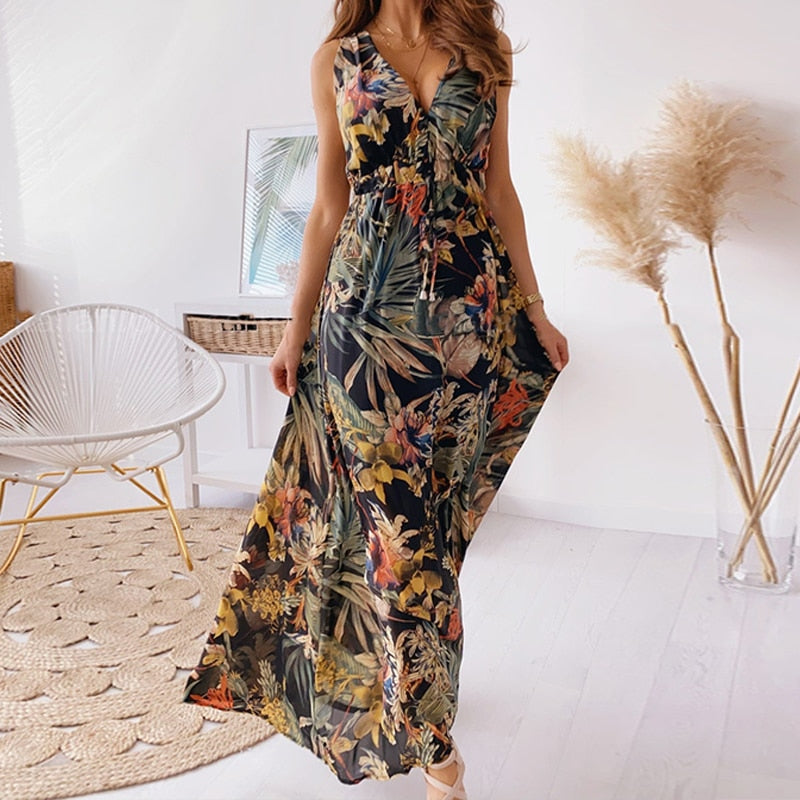 Gabriella Maxi-Zomerjurk | Stijlvol luchtige leuke jurken voor de zomer met open rug