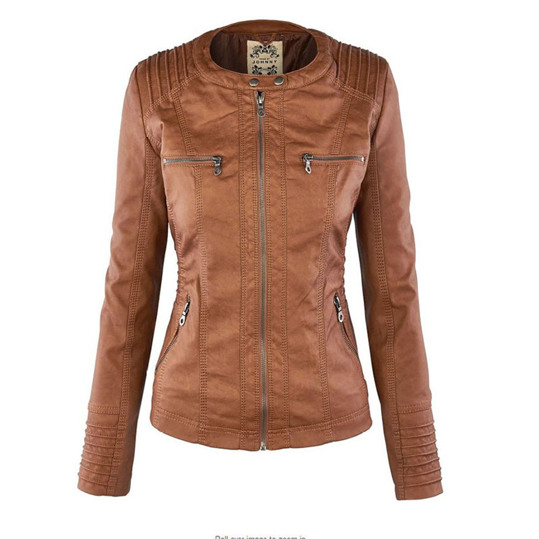 Kylie Leren jas | Casual Faux leren bikerjack met afneembare capuchon