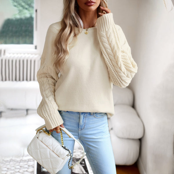Lotte Trui | Elegante gebreide beige sweater voor dames