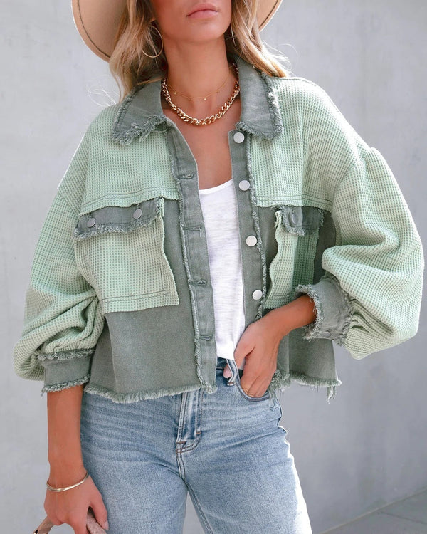 Luna Patchwork jacket | Trendy patchwork wafel jas voor vrouwen