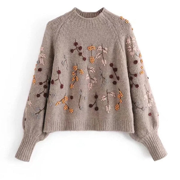 Chloe herfst Sweater | Comfortabele zachte trui voor dames met herfst print