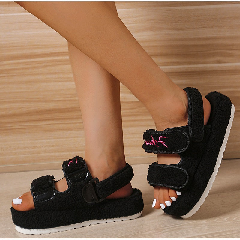 Fashion Soft | Plateau dames klittenband sandalen