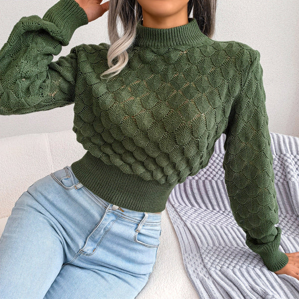 Romy Sweater | Gebreide groene korte trui voor vrouwen