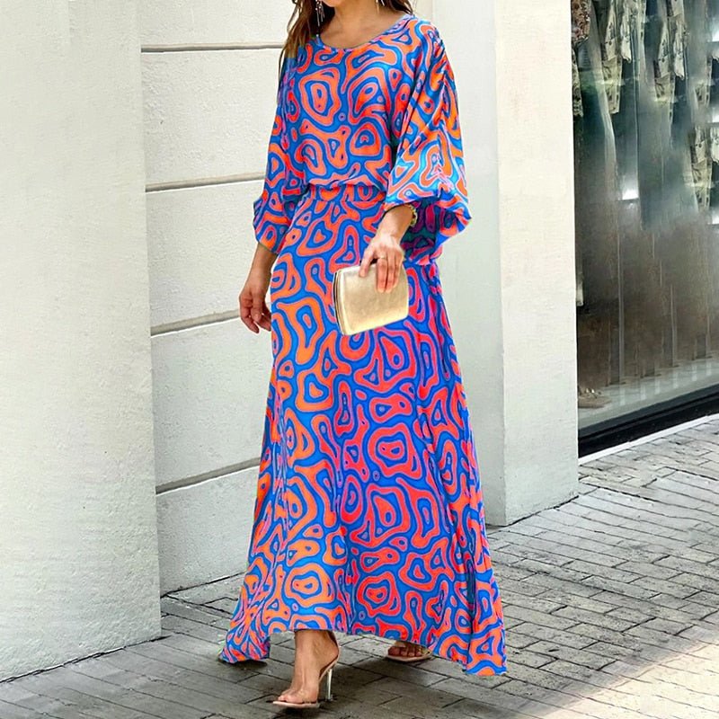Gabriella Jurk | Stijlvolle lange zomer maxi-jurk dames met kleurrijke print