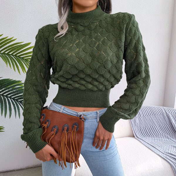 Romy Sweater | Gebreide groene korte trui voor vrouwen