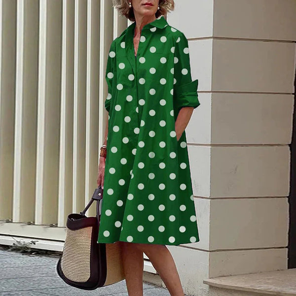Silvia zomerjurk | knielange elegante blousejurk voor dames polka-dot design