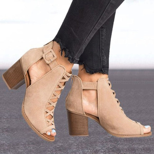 Lauren Dames Sandalen | Stijlvolle gevlochten sandalen met blokhak