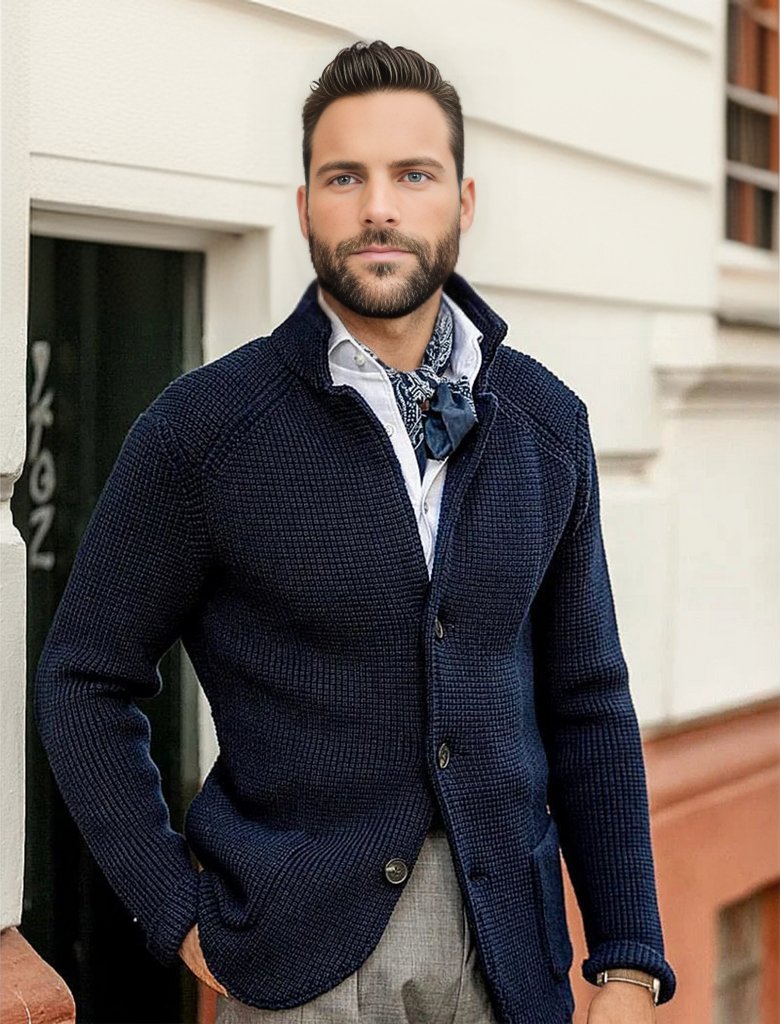 Luca Belloni Cardigan | Klassieke luxueuze gebreid vest voor mannen